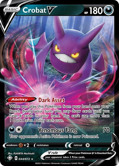 Crobat V (SHF) #044/072 Ultra Rare (Holofoil Near Mint) Shining Fates Pokemon: 2021