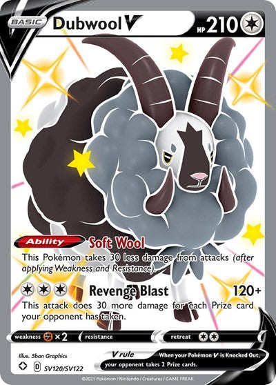 Dubwool V (SHFSV) #SV120/SV122 Shiny Holo Rare (Holofoil Near Mint) Shining Fates: Shiny Vault Pokemon: 2021