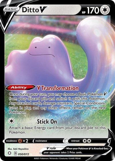 Ditto V (SHF) #050/072 Ultra Rare (Holofoil Near Mint) Shining Fates Pokemon: 2021