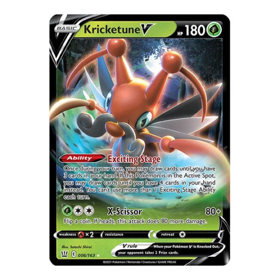 Kricketune V (SWSH05) #006/163 Ultra Rare (Holofoil Moderately Played) SWSH05: Battle Styles Pokemon: 2021