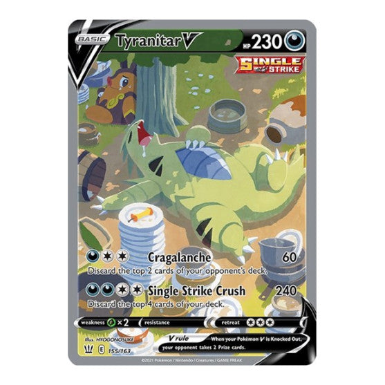 Tyranitar V (Alternate Full Art) (SWSH05) #155/163 Ultra Rare (Holofoil Damaged) SWSH05: Battle Styles Pokemon: 2021