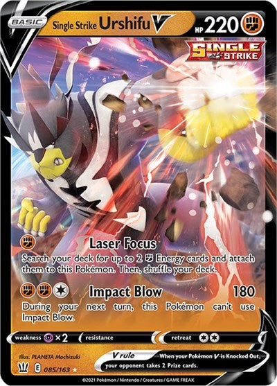 Single Strike Urshifu V (SWSH05) #085/163 Ultra Rare (Holofoil Near Mint) SWSH05: Battle Styles Pokemon: 2021