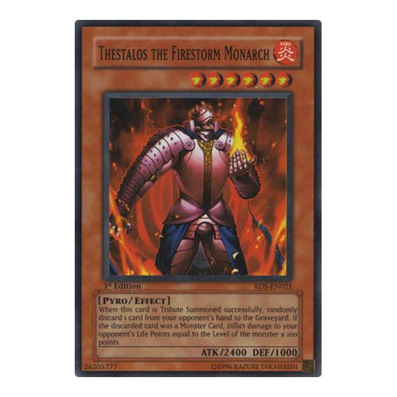 Thestalos the Firestorm Monarch (RDS) #RDS-EN021 Super Rare (1st Edition Lightly Played) Rise of Destiny YuGiOh: 2004