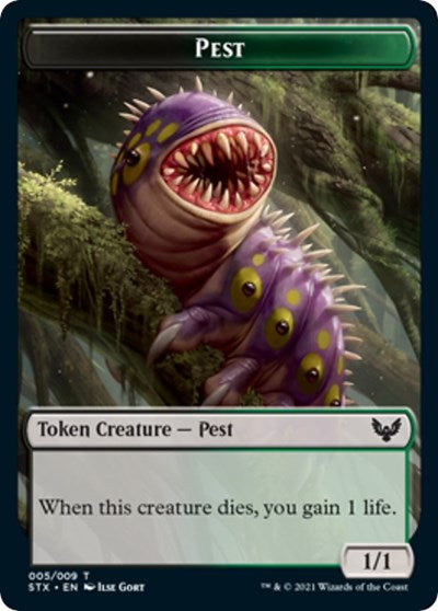 Pest Token (STX) #5 T (Damaged) Strixhaven: School of Mages Magic: The Gathering: 2021