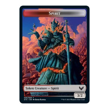 Spirit (6) // Emblem - Lukka, Wayward Bonder (8) Double-sided Token (STX) #6 // 8 T (Foil Near Mint) Strixhaven: School of Mages Magic: The Gathering: 2021