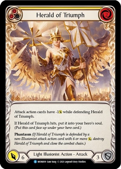 Herald of Triumph Yellow (MON) #MON009 Rare (Unlimited Edition Normal Lightly Played) Monarch Flesh and Blood TCG: 2021