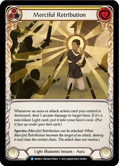 Merciful Retribution (MON) #MON012 Rare (Unlimited Edition Normal Lightly Played) Monarch Flesh and Blood TCG: 2021