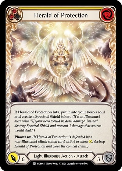 Herald of Protection Yellow (MON) #MON015 Common (Unlimited Edition Normal Lightly Played) Monarch Flesh and Blood TCG: 2021