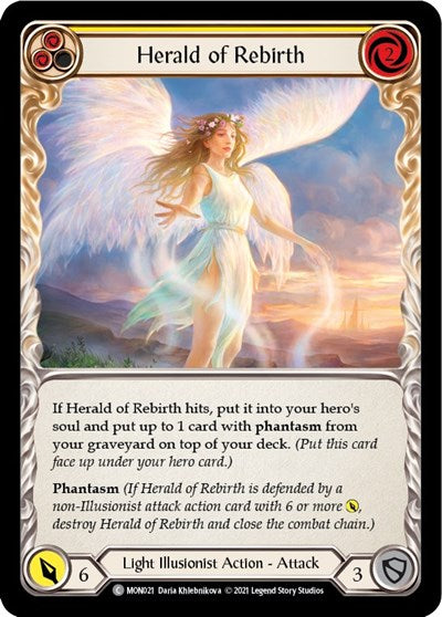 Herald of Rebirth Yellow (MON) #MON021 Common (Unlimited Edition Normal Lightly Played) Monarch Flesh and Blood TCG: 2021