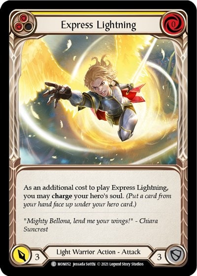 Express Lightning Yellow (MON) #MON052 Common (Unlimited Edition Normal Lightly Played) Monarch Flesh and Blood TCG: 2021