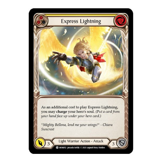 Express Lightning (Yellow) (MON) #MON052 Common (Unlimited Edition Normal Lightly Played) Monarch Flesh and Blood TCG: 2021