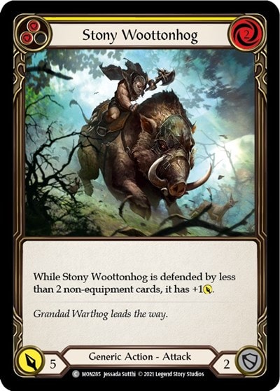 Stony Woottonhog Yellow (MON) #MON285 Common (Unlimited Edition Rainbow Foil Lightly Played) Monarch Flesh and Blood TCG: 2021