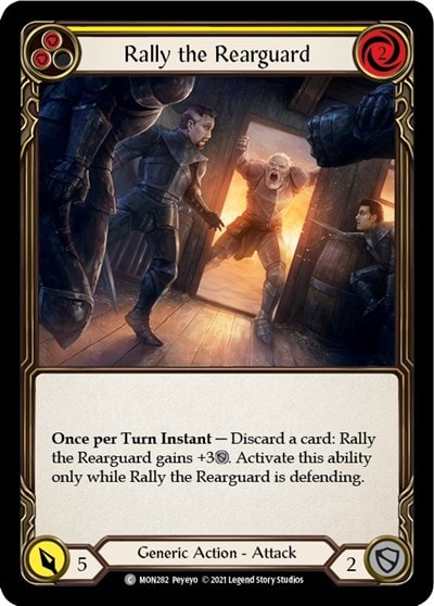 Rally the Rearguard Yellow (MON) #MON282 Common (Unlimited Edition Rainbow Foil Lightly Played) Monarch Flesh and Blood TCG: 2021
