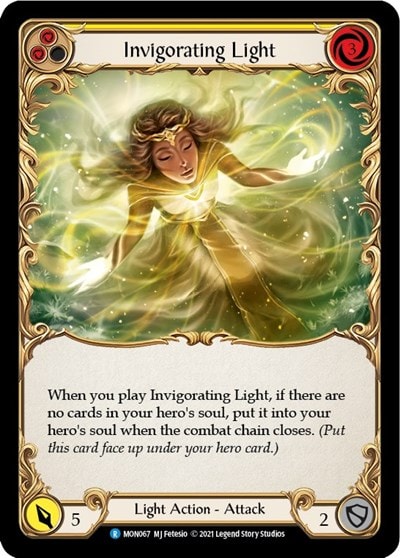 Invigorating Light Yellow (MON) #MON067 Rare (Unlimited Edition Normal Lightly Played) Monarch Flesh and Blood TCG: 2021