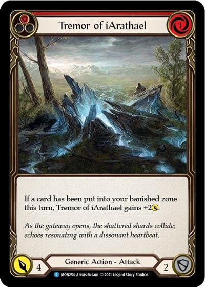 Tremor of iArathael Red (MON) #MON254 Rare (Unlimited Edition Normal Lightly Played) Monarch Flesh and Blood TCG: 2021
