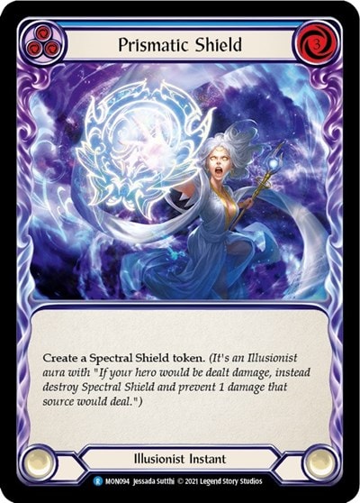 Prismatic Shield Blue (MON) #MON094 Rare (Unlimited Edition Rainbow Foil Lightly Played) Monarch Flesh and Blood TCG: 2021