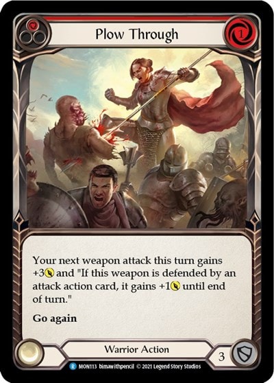 Plow Through Red (MON) #MON113 Rare (Unlimited Edition Normal Lightly Played) Monarch Flesh and Blood TCG: 2021