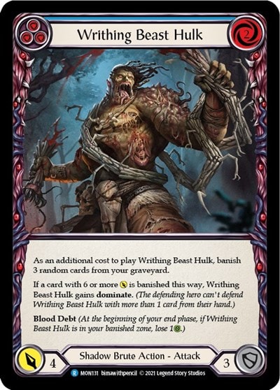 Writhing Beast Hulk Blue (MON) #MON131 Rare (Unlimited Edition Normal Lightly Played) Monarch Flesh and Blood TCG: 2021