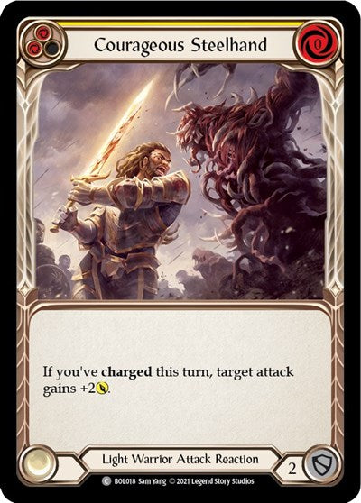Courageous Steelhand Yellow (BOL) #BOL018 Common (Near Mint) Blitz Deck: Monarch - Boltyn Flesh and Blood TCG: 2021