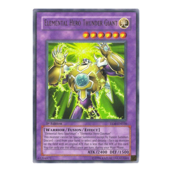 Elemental HERO Thunder Giant (TLM) #TLM-EN036 Ultra Rare (1st Edition Damaged) The Lost Millennium YuGiOh: 2005