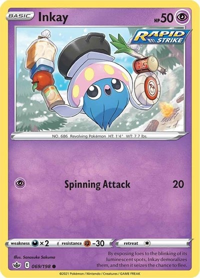 Inkay (SWSH06) #069/198 Common (Reverse Holofoil Near Mint) SWSH06: Chilling Reign Pokemon: 2021