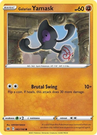 Galarian Yamask (SWSH06) #082/198 Common (Reverse Holofoil Near Mint) SWSH06: Chilling Reign Pokemon: 2021