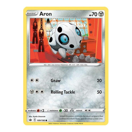 Aron (SWSH06) #109/198 Common (Reverse Holofoil Moderately Played) SWSH06: Chilling Reign Pokemon: 2021