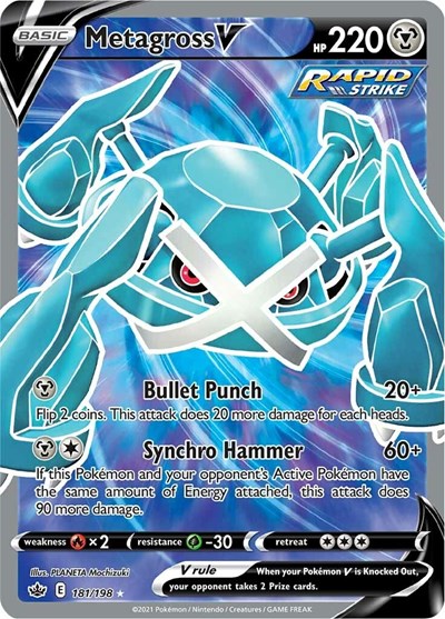Metagross V (Full Art) (SWSH06) #181/198 Ultra Rare (Holofoil Near Mint) SWSH06: Chilling Reign Pokemon: 2021