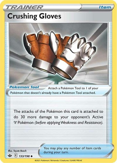 Crushing Gloves (SWSH06) #133/198 Uncommon (Reverse Holofoil Lightly Played) SWSH06: Chilling Reign Pokemon: 2021