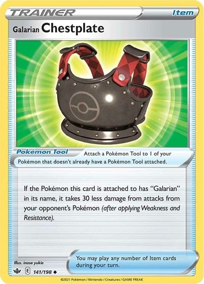 Galarian Chestplate (SWSH06) #141/198 Uncommon (Moderately Played) SWSH06: Chilling Reign Pokemon: 2021