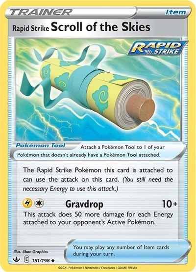 Rapid Strike Scroll of the Skies (SWSH06) #151/198 Uncommon (Moderately Played) SWSH06: Chilling Reign Pokemon: 2021
