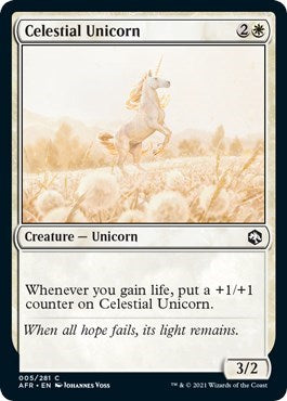 Celestial Unicorn (AFR) #5 Common Adventures in the Forgotten Realms Magic: The Gathering: 2021
