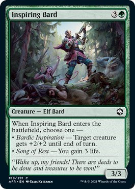 Inspiring Bard (AFR) #189 Common (Lightly Played) Adventures in the Forgotten Realms Magic: The Gathering: 2021