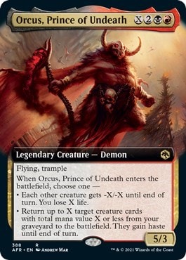 Orcus, Prince of Undeath (Extended Art) (AFR) #388 Rare (Lightly Played) Adventures in the Forgotten Realms Magic: The Gathering: 2021