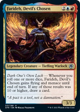 Farideh Devils Chosen (AFR) #221 Uncommon (Lightly Played) Adventures in the Forgotten Realms Magic: The Gathering: 2021