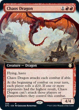Chaos Dragon Extended Art (AFC) #299 Rare (Damaged) Commander: Adventures in the Forgotten Realms Magic: The Gathering: 2021