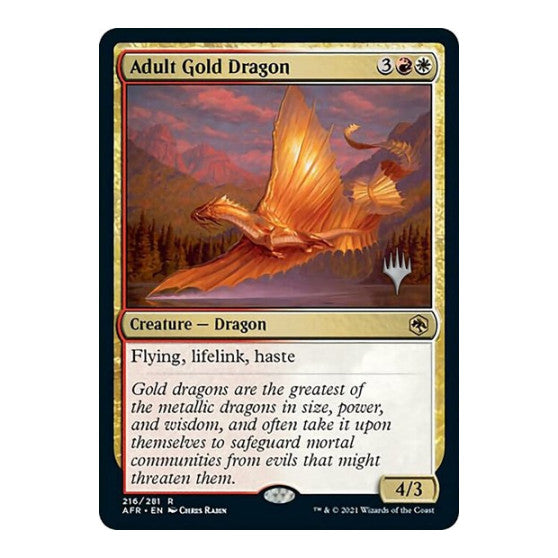 Adult Gold Dragon (PPAFR) #216 Rare (Heavily Played) Promo Pack: Adventures in the Forgotten Realms Magic: The Gathering: 2021