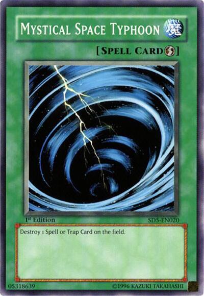 Mystical Space Typhoon (SD5) #SD5-EN020 Common (1st Edition Moderately Played) Structure Deck: Warrior's Triumph YuGiOh: 2005