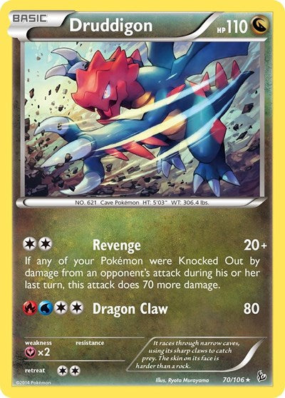 Druddigon - 70/106 (Flashfire) (PR) #070/106 Rare (Moderately Played) Deck Exclusives Pokemon: 2016