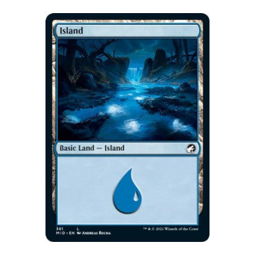 Island 381 (MID) #381 Land (Foil Lightly Played) Innistrad: Midnight Hunt Magic: The Gathering: 2021