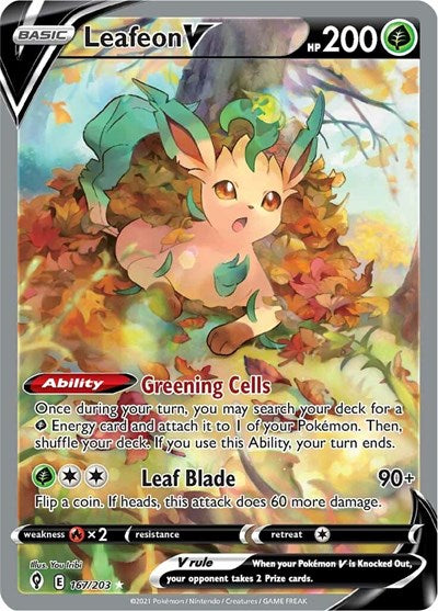 Leafeon V Alternate Full Art (SWSH07) #167/203 Ultra Rare (Holofoil Near Mint) SWSH07: Evolving Skies Pokemon: 2021