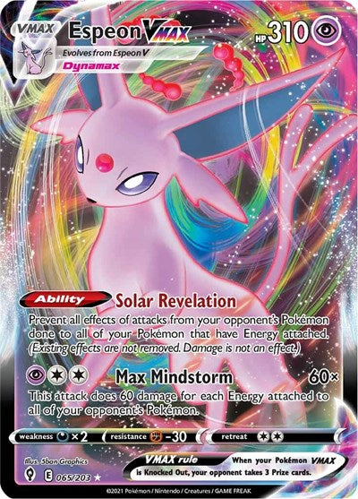 Espeon VMAX (SWSH07) #065/203 Ultra Rare (Holofoil Near Mint) SWSH07: Evolving Skies Pokemon: 2021
