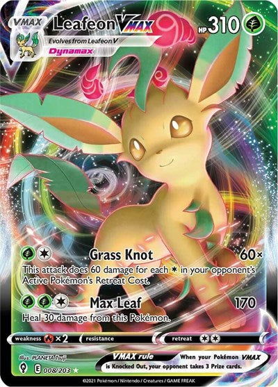 Leafeon VMAX (SWSH07) #008/203 Ultra Rare (Holofoil Near Mint) SWSH07: Evolving Skies Pokemon: 2021