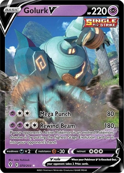 Golurk V (SWSH07) #070/203 Ultra Rare (Holofoil Near Mint) SWSH07: Evolving Skies Pokemon: 2021
