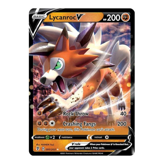Lycanroc V (SWSH07) #091/203 Ultra Rare (Holofoil Near Mint) SWSH07: Evolving Skies Pokemon: 2021