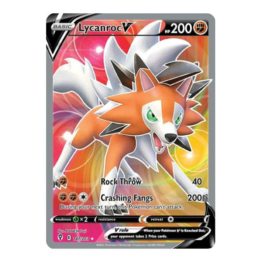 Lycanroc V (Full Art) (SWSH07) #187/203 Ultra Rare (Holofoil Moderately Played) SWSH07: Evolving Skies Pokemon: 2021