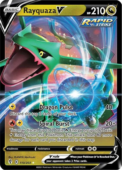 Rayquaza V (SWSH07) #110/203 Ultra Rare (Holofoil Near Mint) SWSH07: Evolving Skies Pokemon: 2021