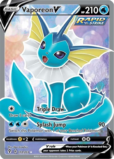 Vaporeon V Full Art (SWSH07) #172/203 Ultra Rare (Holofoil Near Mint) SWSH07: Evolving Skies Pokemon: 2021