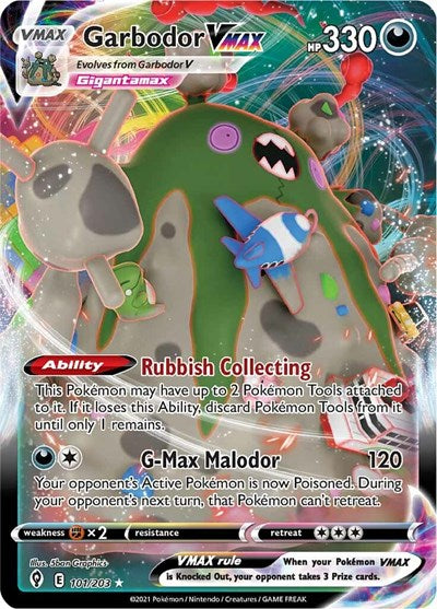 Garbodor VMAX (SWSH07) #101/203 Ultra Rare (Holofoil Near Mint) SWSH07: Evolving Skies Pokemon: 2021