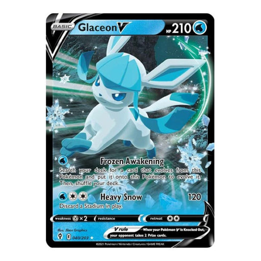 Glaceon V (SWSH07) #040/203 Ultra Rare (Holofoil Near Mint) SWSH07: Evolving Skies Pokemon: 2021